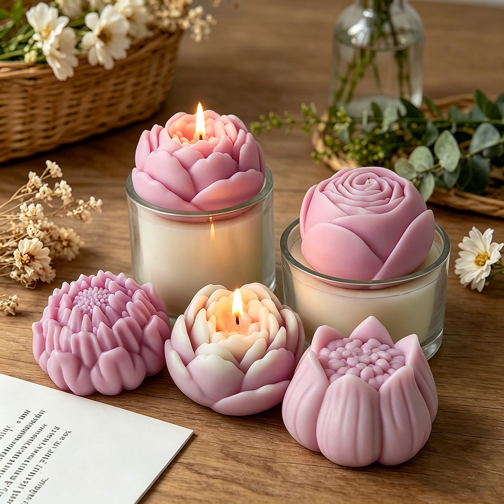 Candle Making Video - 3D Çiçek Silikon Kalıp Şakayık Gül